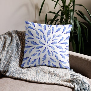 Blue Water Color Throw Pillow