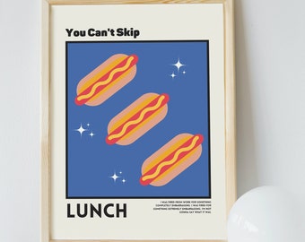 You Can&#39;t Skip Lunch,  I Think You Should Leave Inspired Printable Wall Art - Digital Download, Retro Food Print