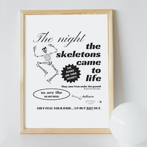 Skelette zum Leben erwacht, druckbare Wandkunst - digitaler Download, Poster