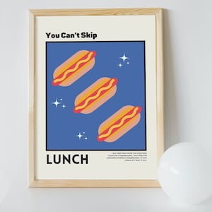 Sie können das Mittagessen nicht überspringen, ich denke, Sie sollten inspiriert druckbare Wandkunst - Digital Download, Retro Food Print