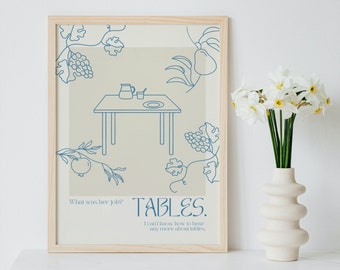 Her Job is Tables, I Think You Should Leave, Driver&#39;s Ed Printable Wall Art - Digital Download, Aesthetic Poster, Minimalist Design