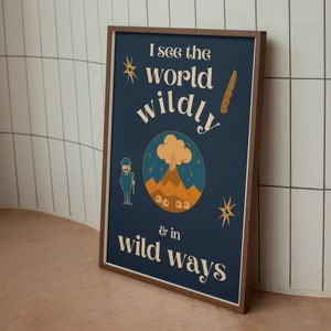 I See The World Wildly, I Think You Should Leave Inspiriert druckbare Wandkunst - Digital Download, Retro Print - Blau