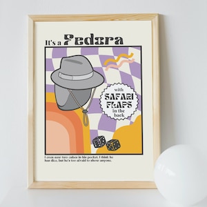 Fedora mit Safari Klappen, I Think You Should Leave inspiriert druckbare Wandkunst - digitaler Download, Retro, Y2K Print