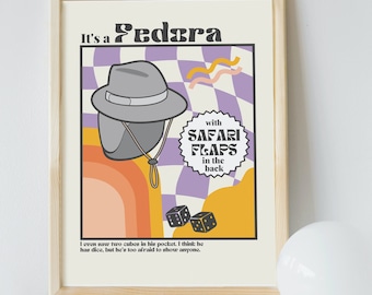 Fedora with Safari Flaps, I Think You Should Leave Inspired Printable Wall Art - Digital Download, Retro, Y2K Print