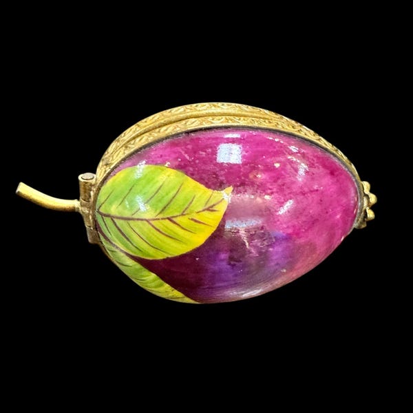 Vintage Limoges Hand Painted  plum  Box