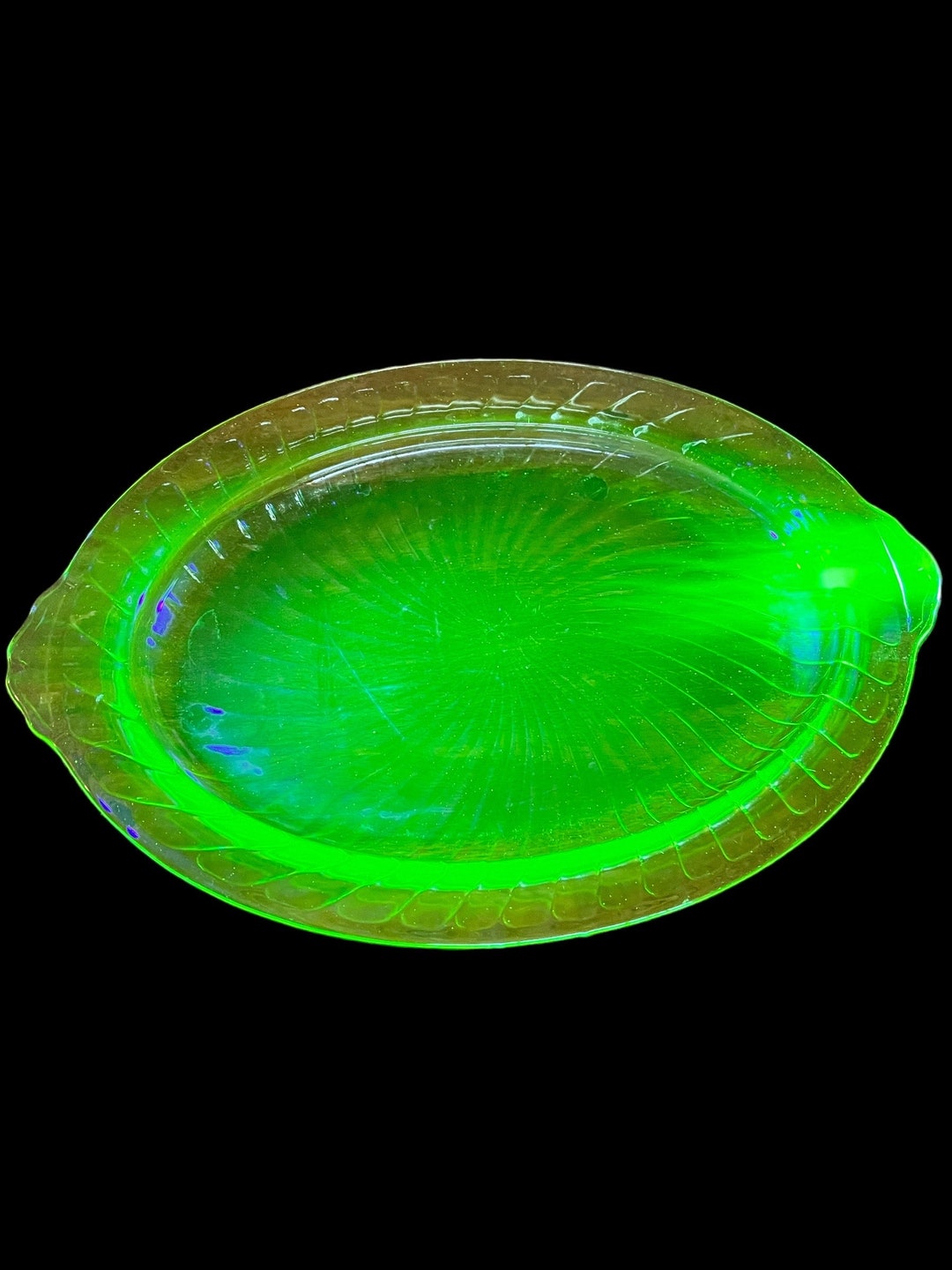 Antique Uranium Glass Serving Platter Etsy
