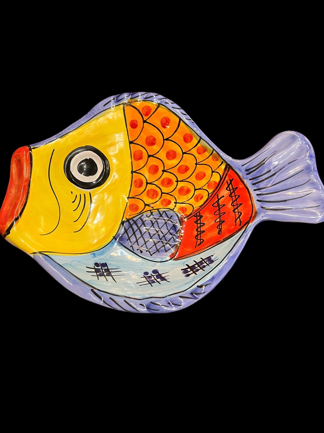 Vintage Vietri Italy Hand Painted Fish Dish Etsy