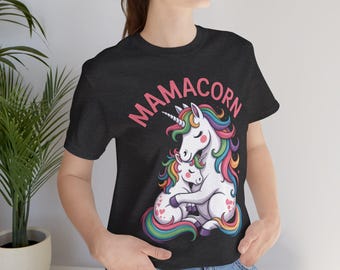 Mamacorn T-Shirt, Einhorn Mutter Shirt, Geschenk für Mutter, Muttertag Top, Geburtstagsgeschenk, süßes grafisches T-Shirt, bequeme Baumwolle