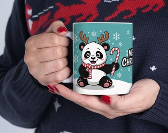 Christmas Panda Ceramic Mug, Festive Holiday Decor
