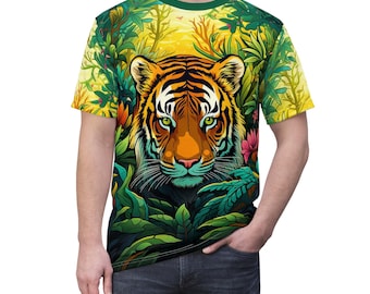 Jungle Tiger Graphic Tee: Colorful Wildlife Unisex Shirt