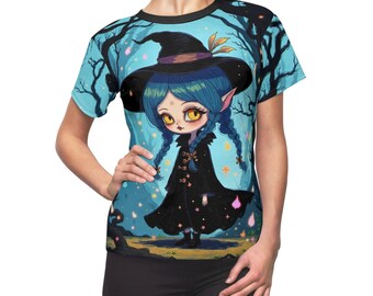 Kawaii Witch Halloween T-Shirt, Spooky All Over Print Tee