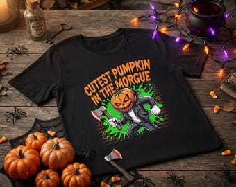 Cutest Pumpkin In The Morgue T-Shirt, Spooky Halloween Horror Tee, Creepy Cute Goth Shirt, Alternative Punk Apparel