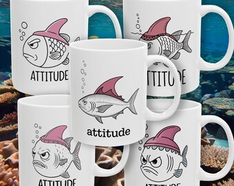 Cute Fish Attitude Ceramic Mug, Perfect for Aquarium Lovers, Nautical Home Decor, Gag Gift, Fishing Enthusiasts, Coffee Lover's Surprise