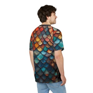 Dragon Scale Print Unisex Tee, Colorful Graphic T-Shirt image 5