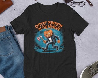 Cutest Pumpkin In The Morgue T-Shirt, Spooky Halloween Horror Tee, Creepy Cute Goth Shirt, Alternative Punk Apparel