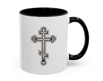 Orthodox Cross Design Mug, Inspirational Coffee Cup, Gift for Faith Lovers, Religious Decor, 11oz, 15oz Options