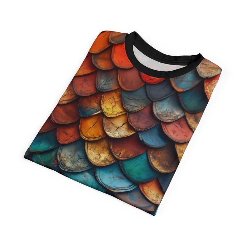 Dragon Scale Print Unisex Tee, Colorful Graphic T-Shirt image 8