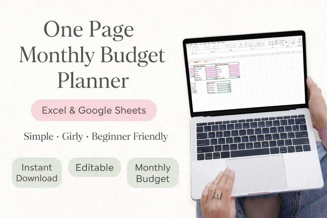 Budget One Page Examples One Page Monthly Budget Planner | Excel & Google Sheets (instant ...