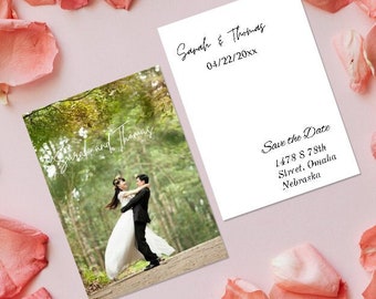 Minimalist Save the Date Card | EDITABLE Modern Wedding Invitation With Photo