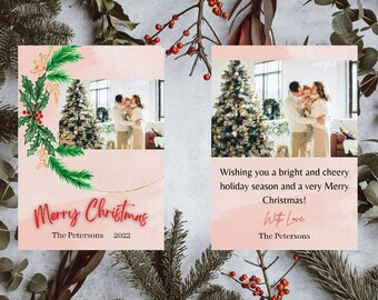 Photo Christmas Card Template | Merry Christmas Card | Minimalist Christmas Card | Digital Christmas Card Template