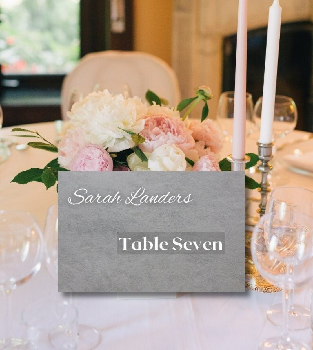 Modern Wedding Table Marker Template With Name EDITABLE Name Tag ...
