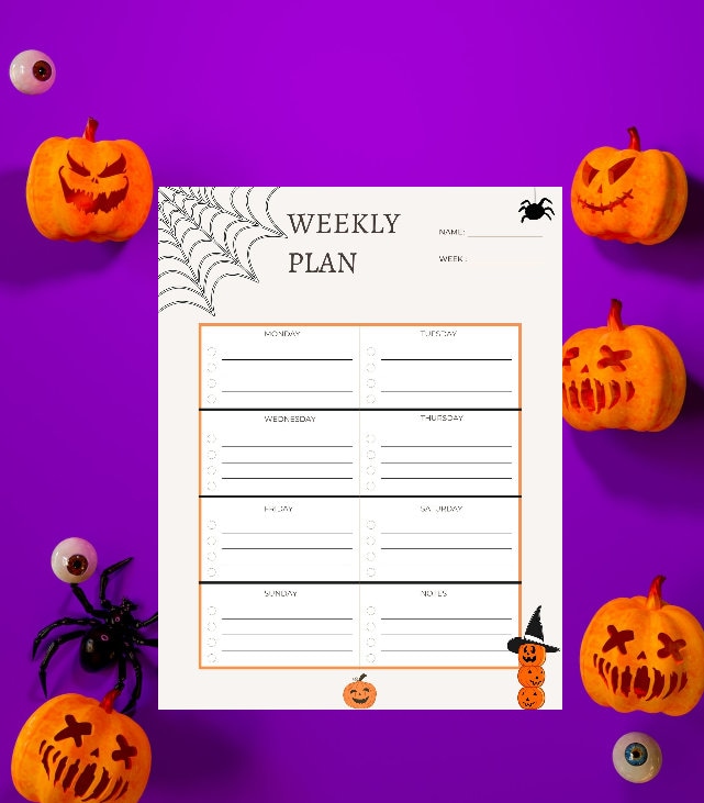 October Weekly Planner Printable Halloween Schedule Printable Halloween ...