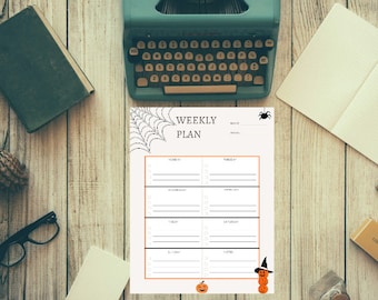 October Weekly Planner Printable | Halloween Schedule | Printable Halloween Planner