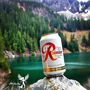 Rainier Beer at the top of a PNW Hike