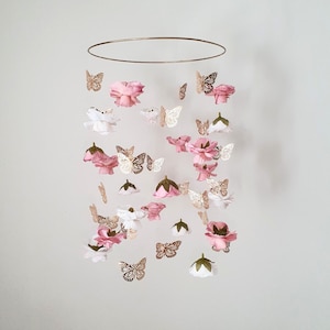 Butterfly Mobile, Baby Mobile Girl, Flower Baby Mobile, Flower Mobile, Nursery Mobile, Girl Mobile Nursery, Girl Nursery Mobile