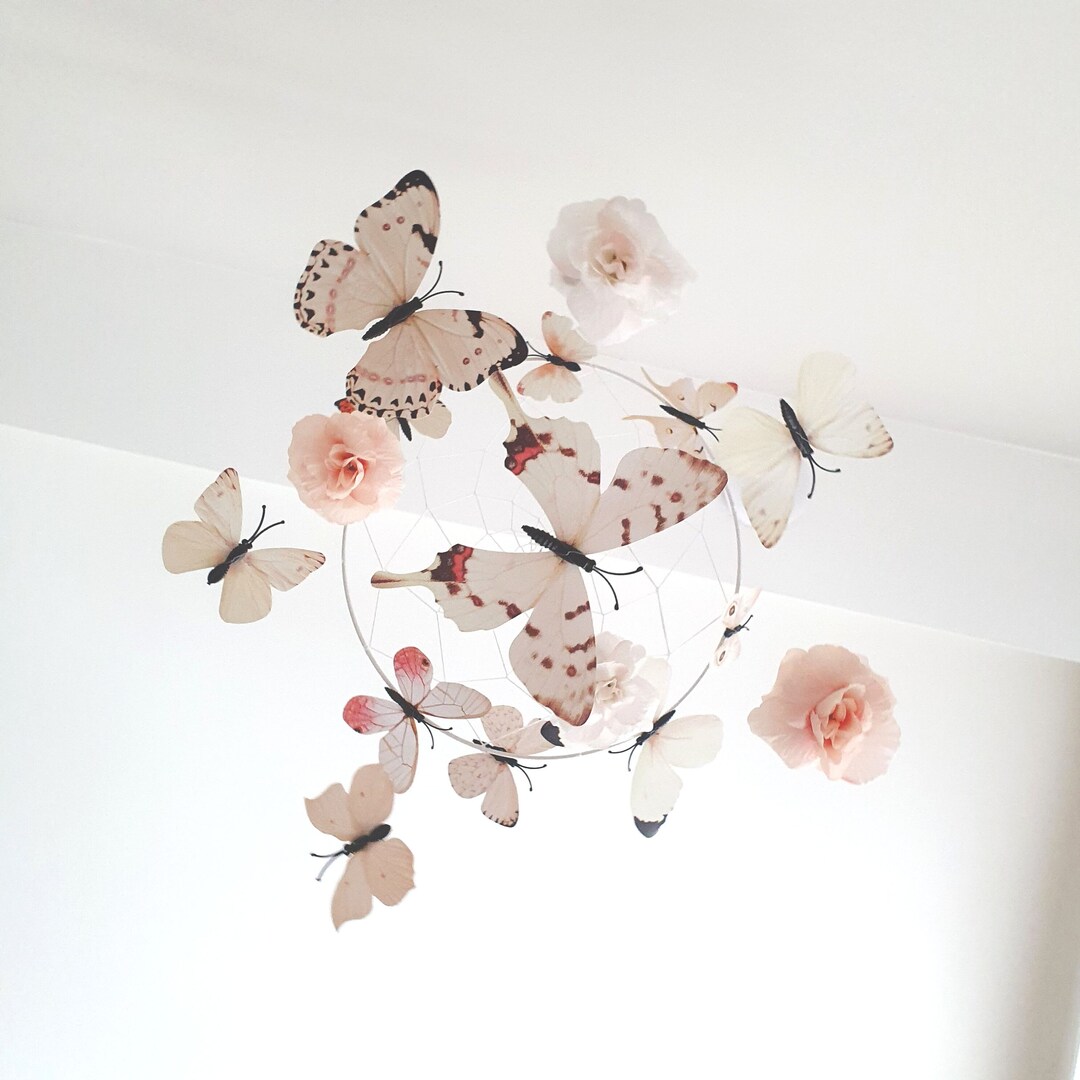 White Butterfly Mobile, Baby Mobile, Butterfly Nursery Mobile, Baby