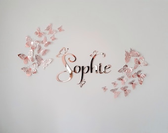 Butterfly Name Sign, Butterfly Decor for Nursery, Nursery Name Sign Butterfly, Baby Girl Name Sign, Name with Butterfly, Butterfly Wall Art