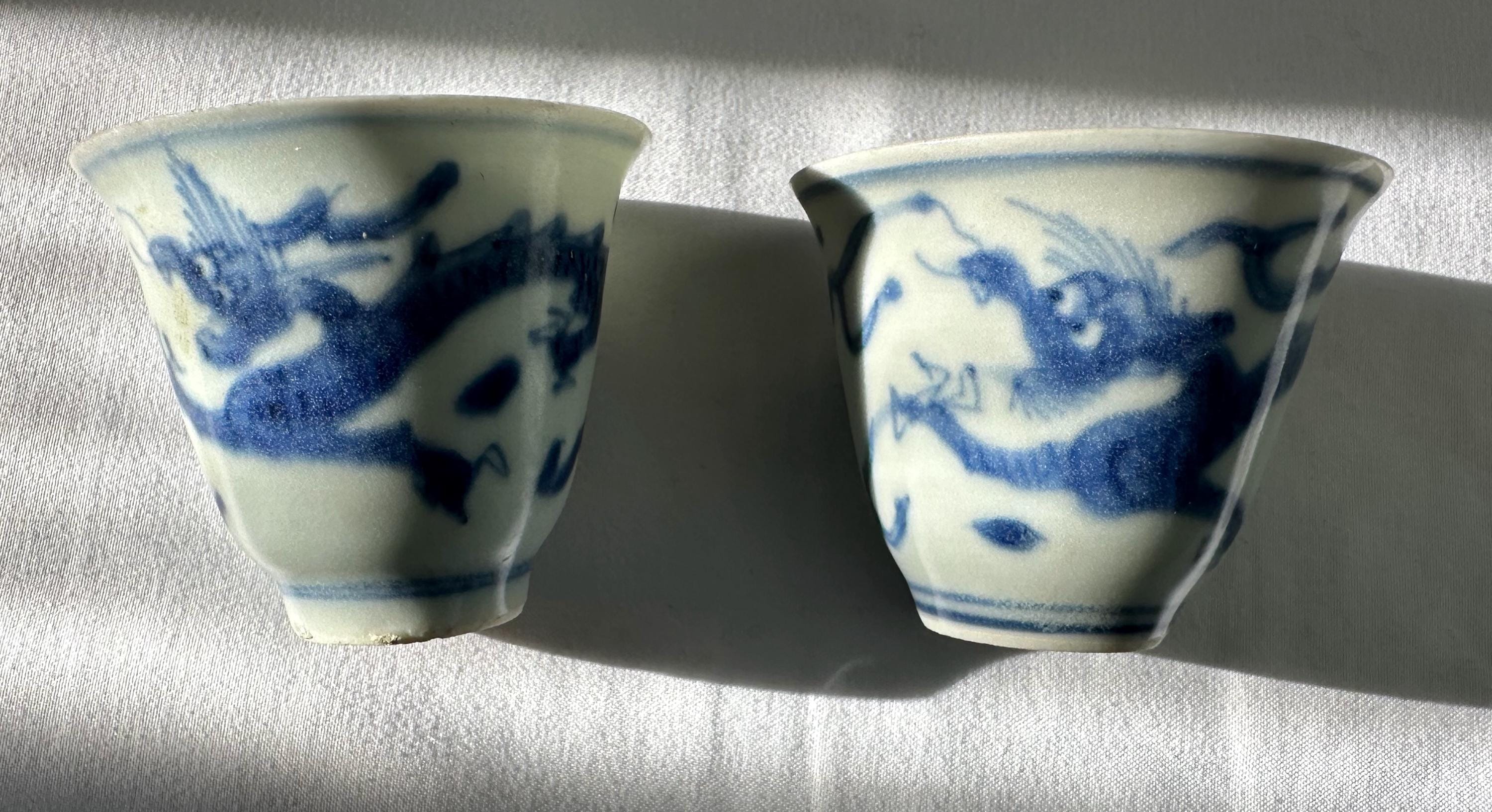 Pair of 17th Century Dragon Wine Cups From the Hatcher Collection