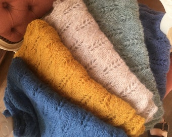 Soft hand knitted alpaca scarf