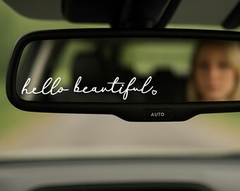 Hello Beautiful Vinyl Decal - Mirror, Water Bottle Sticker (5” x 1”)