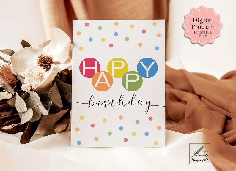 Happy Birthday Rainbow Text Printable Card Birthday Card - Etsy