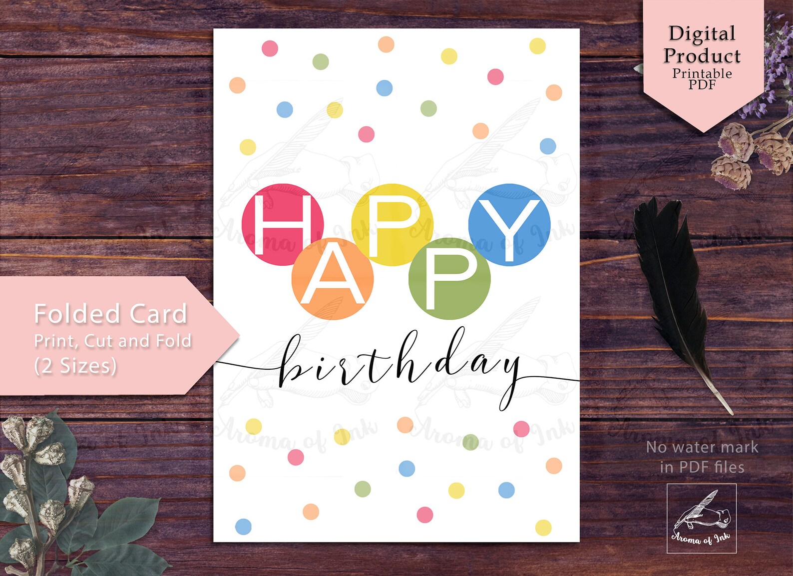 Happy Birthday Rainbow Text Printable Card Birthday Card - Etsy