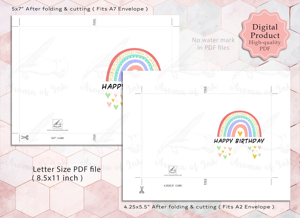 Happy Birthday Rainbow Printable Card Birthday Card Template - Etsy