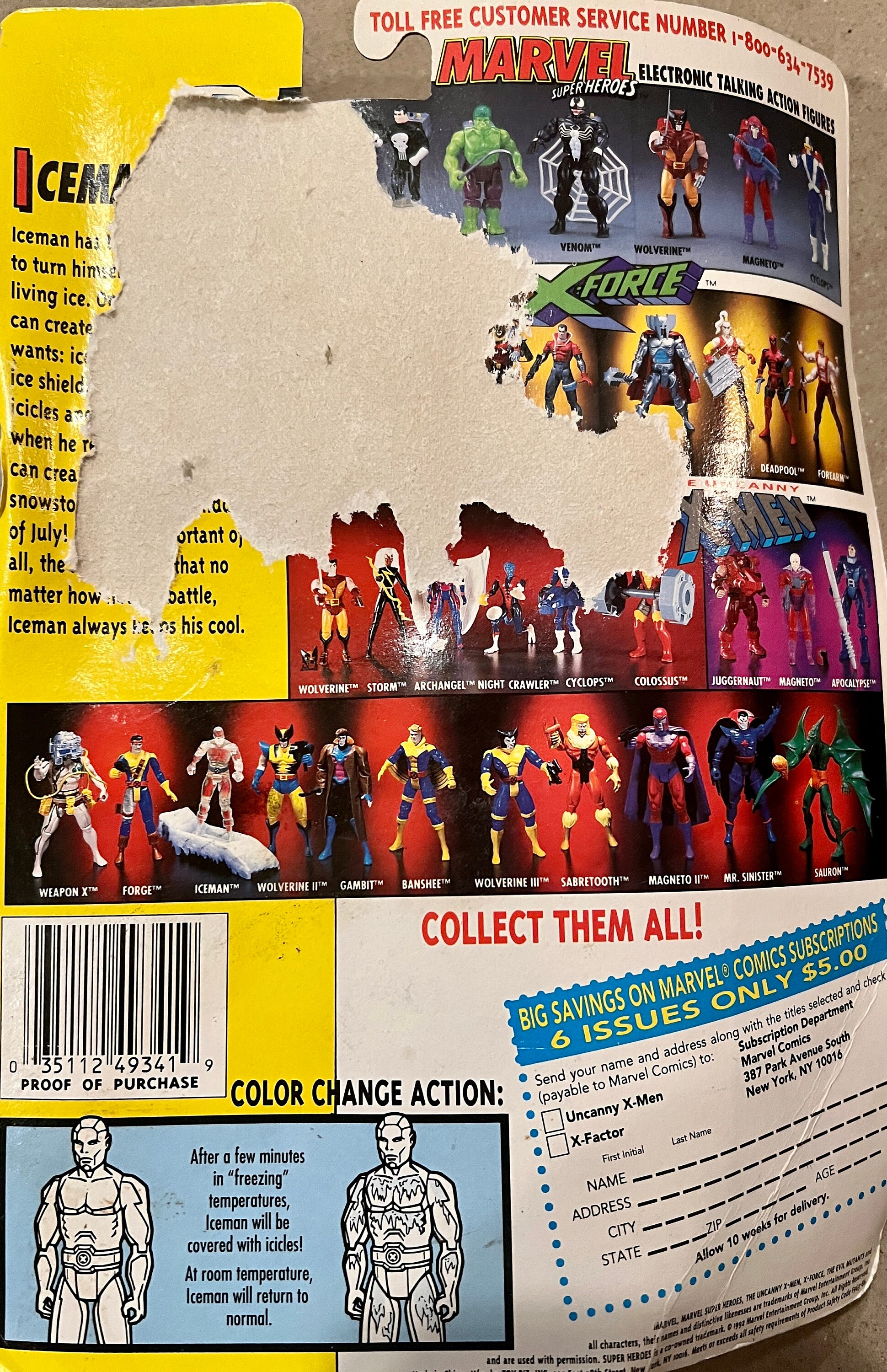 X-men: Iceman | Missing Ice Board | Toy Biz | 1992 | Marvel