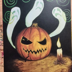 Halloween Haunted Pumpkin A5 Art Print