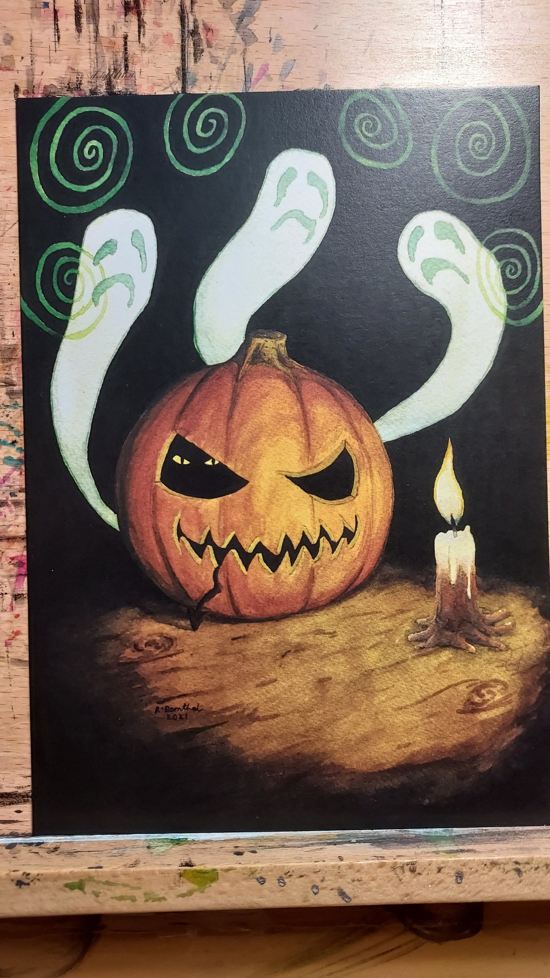 Halloween Haunted Pumpkin A5 Art Print - Etsy