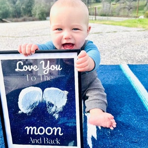 Je t'aime jusqu'à la lune et dans le dos, impression sur le bas des fesses, Saint-Valentin, carte d'artisanat bricolage avec empreinte de main, nouveau-né pour enfant, cadeau idéal pour les proches
