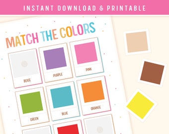 Color Matching Activity Printable - Match the Crayons - Colors Digital Toddler Homeschool Worksheets for Kids Preschoolers