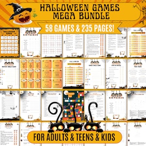 58 Halloween Games Mega Bundle for ADULTS and TEENS and KIDS (58 Fun Games and 235 Pages!), Halloween Party Games Printable