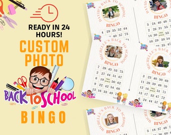 Back to School Bingo Cards With Your Photo (100 Cards)