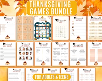 Thanksgiving Games Bundle: 17 Printable Activities for Adults & Teens (PDF Download)