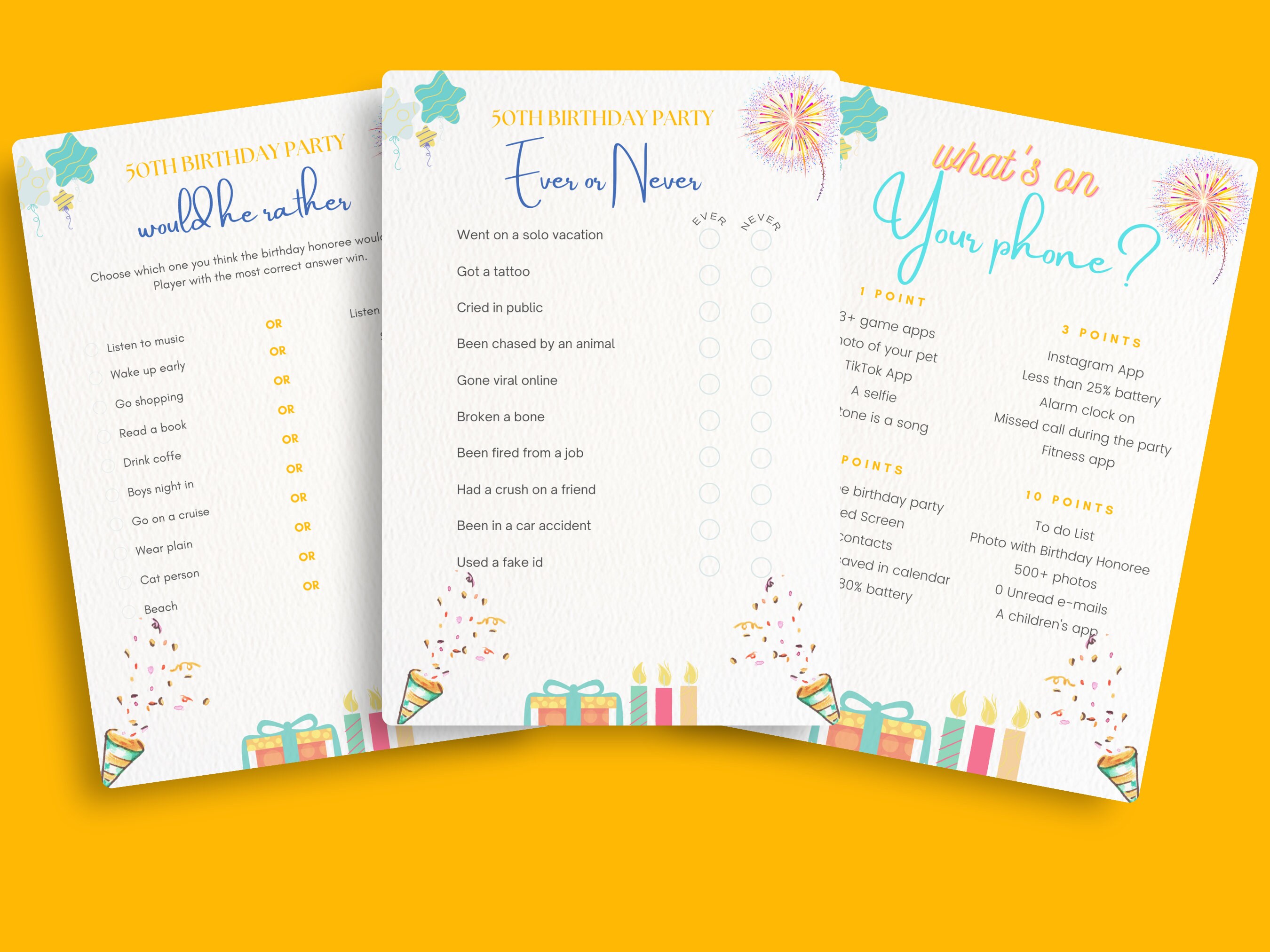 50th Birthday Party GAMES MEGA BUNDLE for Him, 15 Fun Games for Man - Etsy