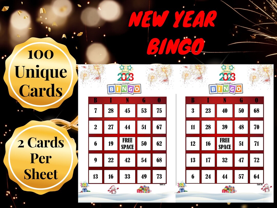 HAPPY NEW YEAR Bingo Cards With Numbers Bingo Game Etsy