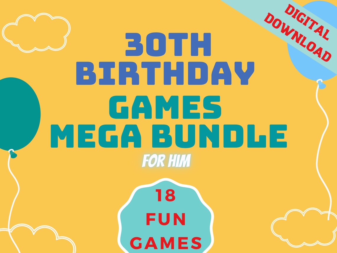 30th Birthday Party GAMES MEGA BUNDLE for Him 18 Fun Games - Etsy