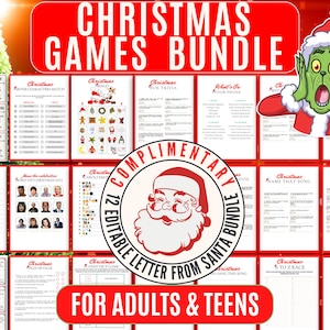 ¡Paquete de 24 juegos navideños para adultos y adolescentes! ¡24 juegos imprimibles y 284 páginas! (+Paquete de 12 cartas de Papá Noel editables de cortesía)