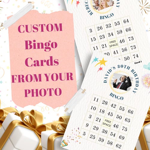 Tarjetas de bingo personalizadas para cumpleaños / Juego de bingo con fotos personalizado / Juego imprimible para fiesta de cumpleaños / Divertida actividad digital de cumpleaños